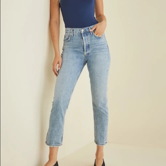 agolde riley high rise slim crop jeans